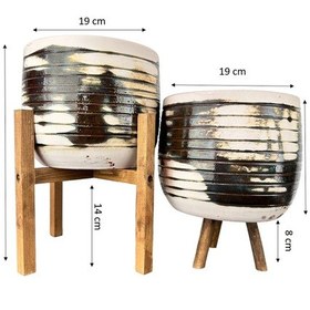 Resim Bitki Tasarımı Ev Dekorasyon Aksesuar Yeşil Sırlı Terrakota Toprak Saksı İkili Set 3 Ayaklı-4 Ayaklı 19 CM 