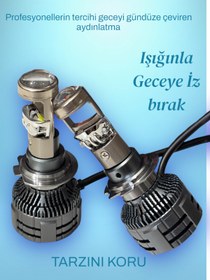 Resim FORTİCO H7 Mercekli Mega Led Zenon 75W GÜÇ 22.000LÜMEN GARANTİLİ VRPRO Şimşek etkili ufuk çizgili 