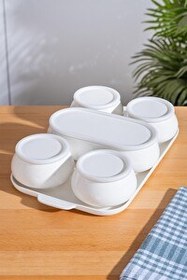 Resim Acar SCT-06164 Nora Collection Yuvarlak 6'lı Tepsili Kahvaltılık Seti Silikonlu 