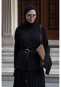 Resim Carell Micro Modal Tunik Siyah Çok Renkli 