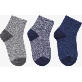 Resim Skechers Non Terry Qtr Crew - 3'Lü Paket Çocuk Çorap Büyük Erkek Çocuk Mavi/Gri Çorap S600807-434 