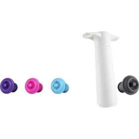 Resim Vacu Vin Şarap Vakum Seti/Beyaz(1 Pompa + 4 Tıpa) 