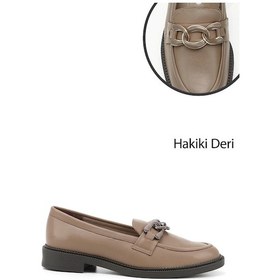 Resim Gönderi R Vizon Antik Tokalı Hakiki Deri Loafer Ayakkabı Vizon 