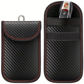 Resim Xuweiwei Araç Anahtarı Faraday Kılıfı Style Sinyal Korumalı Kilitli Taşıma Çantası 