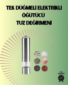 Resim Pilli Otomatik Baharat Değirmeni Gıda Sınıfı Çelik Sessiz Öğütücü Alet 