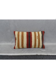 Resim Zehra Abla Halı Yeni El Dokuma Dekoratif Lumbar Kilim Kırlent Yastık Kılıfı 6593 Çok Renkli 