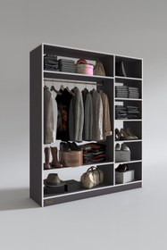 Resim Kenzlife Giysi Dolabı Dursun 180*150*40 Gri Gardırop 