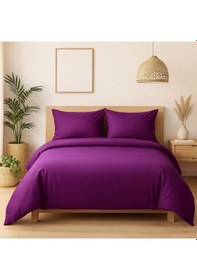 Resim Prime Sleeks Harmony %100 Pamuk Çift Kişilik Nevresim Takımı, Mor Mor 