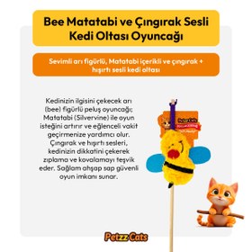Resim PetzzCats Bee Matatabi ve Çıngırak Sesli Kedi Oltası Oyuncağı Sarı 42 Cm 