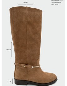 Resim Steve Vizon Süet Çıkarılabilir Gold Aksesuarlı Çizme Vizon 