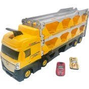 Resim Farbu Oyuncak Sürat Pistli Tır, 2 Mt Pist Tek Kol Fırlatıcı 24 Araç Kapasiteli Taşıyıcı Tır, 2 Adet Araba İçerir Sarı Sarı 