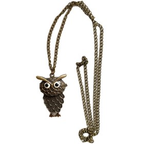Resim Schulzz Owl Art Studio Design Baykuş Motifli Köstekli Zincirli Quartz Cep Saati 