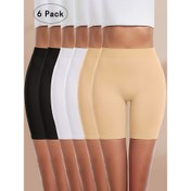 Resim 6-Pack QUASTI Kadın/Erkek Çocukları İçin Dikişsiz Hafif Cilt Dostu Sürtünme Önleyici Hızlı Kuruma Soluklu Şort, Minimalist Stil, Yüksek Bel, Naylon, Orta Düzey Destek, Düz Renk, Örgü Kumaş 
