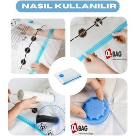 Resim 4'lü Vakumlu Poşet Seti Seyahat İçin 2 Adet Çorap,iç Çamaşır - 2 Adet Yastık, Havlu, Çarşaf Hurcu Şeffaf 