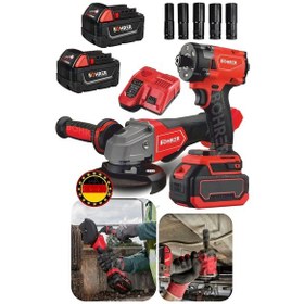 Resim Böhrer Alman 4454 V598 İkisi Bir Arada Set 350 NM Somun Sıkma + 115 MM Akülü Taşlama 