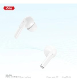 Resim Esmo Home Xo Bluetooth 5.3 Kablosuz Kulaklık - 2 Çift (Silikonlu & Silikonsuz) Tws Tasarım, Enc Gürültü Engelleme, 400MAH Şarj Kutusu, 5 Saat Müzik, Type-C Hızlı Şarj, G31, Beyaz 