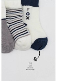 Resim 3'lü Penye Soket Çorap Bs10109 Gri Renkli Çok Renkli 