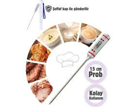 Resim Daldırma Tipi Dijital Sıvı Termometre Mutfak ve Gıda Ölçüm Aleti 