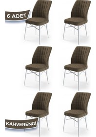Resim Canisa Flex Serisi, Üst Kalite Yemek Odası Sandalyesi, 6 Adet Kahve Sandalye, Gürgen Beyaz Ahşap Ayak Sandalye Kahve Ayaklar Beyaz 