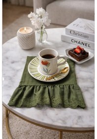 Resim Kahve Sunum Peçetesi &koktyel Peçete&bardak Altlığı Vintage Haki 