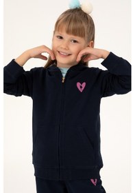 Resim U.S. Polo Assn. Kız Çocuk Lacivert Fermuarlı Basic Sweatshirt 50296390-VR033 