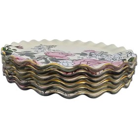 Resim Sudedi Home Roseline Altın Yaldızlı 6 Kişilik Cam Pasta Tabağı Takımı Çok Renkli 