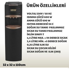 Resim Özel Seri Ev Tipi Ofis Tipi Sıcak Soğuk Arıtmalı Su Sebili Gold Siyah Premium 1 