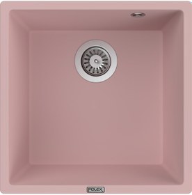 Resim Polex Cristalüx Granit Evye P-X40 Pembe Tezgah Altı Ve Tezgah Üstü Kare Mutfak Evyesi 53.8x44 CM 