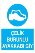 Resim Uytab Çelik Burunlu Ayakkabı Giy Uyarı Tabelası - 20x30 Alüminyum Kompozit Panel - AK10 