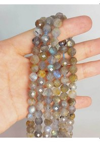 Resim Çeyrek Dizi 9cm Uzunluğundadır Labradorit Taşı Faset Kesim 8mm Çeyrek Dizi 45928 Çok Renkli 
