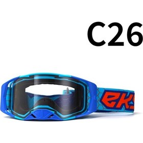 Resim Tangshopping Motosiklet Arazi Gözlüğü Gözlük Bisiklet Gözlüğü C26 Mavi Çerçeve Şeffaf Film 