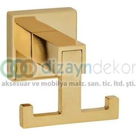 Resim Parlak Altın İkili Bornoz Askılığı 