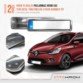 Resim İntachrom Renault Clio 4 Krom Plakalık - Hummer Tip 2 Adet 