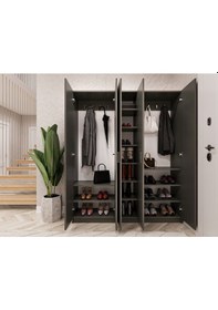 Resim %100 Mdflam Vestiyer & Portmanto V-09 150cm Koyu Gri Gri 