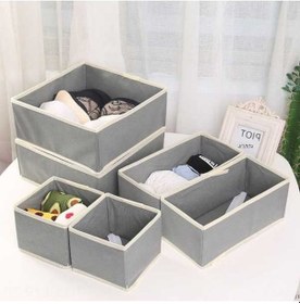 Resim Fastbuy Tam Gri Dokulu 6'lı Çekmeceli Masaüstü Organizer Seti - Giyim, Çorap, İç Giyim, Küçük Eşya Depolama Diğer 