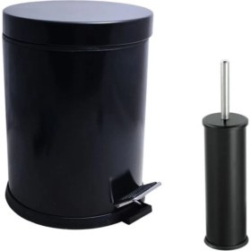 Resim Modern Siyah Banyo Çöp Kovası Seti, Şık ve Kullanışlı Tasarım 