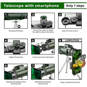 Resim 12 50hd Monoküler Teleskop Akıllı Telefon Adaptörü, Tripod, Yüksek Güçlü Monoküler, Kuş Gözlemi Gezileri İçin Monoküler Teleskop 