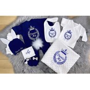 Resim Jaju Baby Lacivert Nakışlı Ve Isim Işlemeli Ponponlu Bebek Yeni Doğan Set 