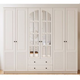 Resim Rabi Mobilya İzel Country 6 Kapaklı 2 Çekmeceli Mega Gardırop 