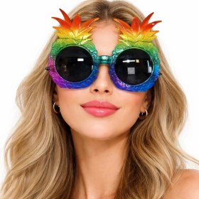 Resim Tropikal Ananas Tasarımlı Renkli Hawaii Parti Gözlüğü 