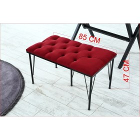 Resim Sare Home Palermo Kapitoneli Metal Ayaklı Puf Bench 
