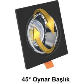Resim ŞANLED 7W Sıva Altı Oynar Başlık GU10 Kare Siyah Gün Işığı LED Spot Lamba-8 Adet 