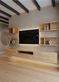Resim Resital Ledli Duvara Monte Tv Sehpası - Çam - W6013-6 Çam 