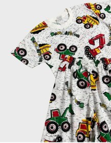 Resim Aliş Kids Erkek Çocuk Pamuklu Beyaz Kepçe İş Makinesi Desenli Kısa Kollu Şortlu Yazlık Pijama Takımı 