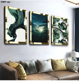 Resim Yeşil Bitki Gold Pleksili Mdf Tablo 