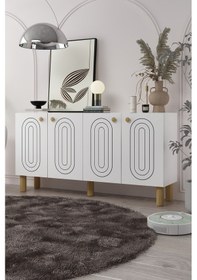 Resim 8202-1dd Kb150 Konsol, Tv Ünitesi Beyaz-safirmeşe Beyaz-safirmeşe 