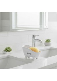 Resim Mini Küvet Tasarımlı Seramik Süngerlik Ve Sabunluk Beyaz 