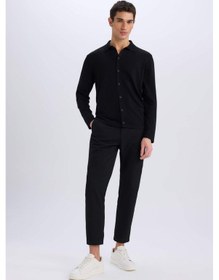 Resim DeFacto Standart Fit Polo Yaka Düğmeli Triko Hırka E8399AX24CWBK27 Siyah 