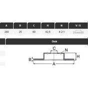 Resim Yavuzsan 27361 Fren Diski Ön Astra H 04- Combo 01- Merıva A 03- Havalı 280×25×60 4 Bijon 