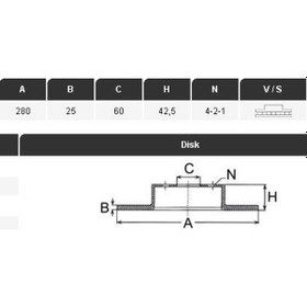 Resim Yavuzsan 27361 Fren Diski Ön Astra H 04- Combo 01- Merıva A 03- Havalı 280×25×60 4 Bijon 